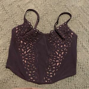 Victoria’s Secret Black And Cream Cutout Sheer Corset Size 36B